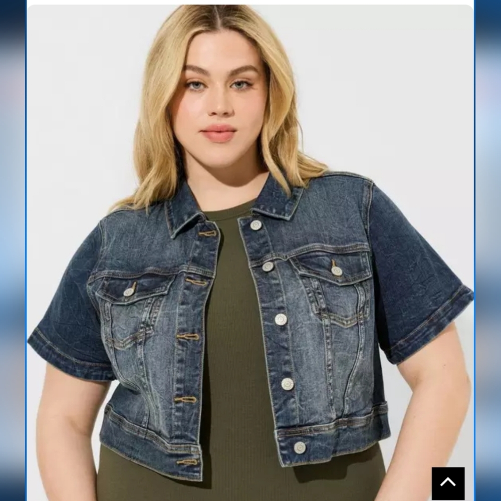 torrid Dark Indigo Denim Jacket with Contrast Stitching